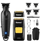 KEMEI Professional Hair Trimmer for Men Cordless, Foil Shaver with Replacement Heads & Nets, Zero...