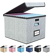 Upgrade Portable File Organizer Box with Lids, Huolewa Collapsible Linen Hanging Filing Storage B...