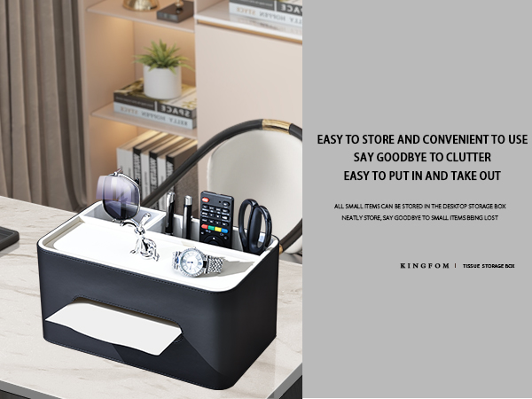 Tissue Box Cover Rectangular Storage Organizer, Multifunctional Remote Control Holder Desk Organizer