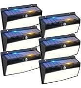 Peasur Solar Motion Sensor Lights Outdoor Waterproof with 3 Lighting Modes | 6 Pack, 368 LED, Bla...