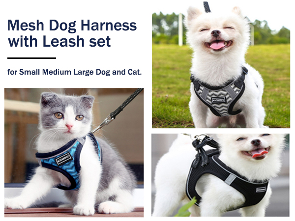 No Pull Vest Harness with Soft Mesh Reflective Bands, Adjustable Pet Outdoor Harnesses for Small Dog