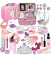 Kids Makeup Kit for Girl - 39 PCS Safe and Easy to Wash Makeup Toy for Girls, Real Make Up for Ki...