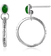 Watforsh Natural Turquoise Gemstone Birthstone Stud Earrings with Circle Dangle Hoop Earrings Boh...