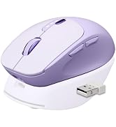 Dual-Mode Bluetooth Wireless Mouse with Visible Battery Indicator - Purple | Bluetooth 5.0 & 2.4G...