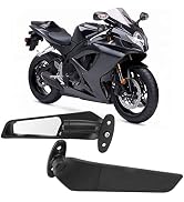 Qiilu Motorcycle Wing Mirror, 2PCS Motorcycle Rearview Mirrors Wind Wing Adjustable Rotating Side...
