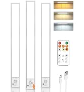 16in Under Cabinet Lighting with Remote Control,160 LED Motion Sensor Light Indoor,4000mAh USB Re...