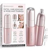Facial - Nose Hair Remover Women: 2 in 1 Painless Electric Face Shaver and Nose Trimmer - Recharg...