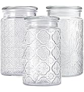 Adodeen 32oz Vintage Glass Jar With Lid, 3-Pack Glass Storage Containers, Kitchen Storage Contain...