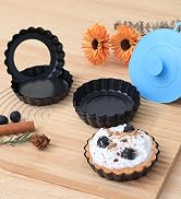 Vnray Mini Tart Pans with Removable Bottom 4 inch Set of 10, Non-stick Round Quiche Pan Heavy Dut...