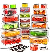 44 PCS Food Storage Container with Lid (22 Lids & 22 Containers) - Airtight Leakproof Plastic Kit...