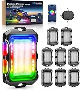 MICTUNING Q2 MAX RGB+IC Rock Lights - 8 Pods Multi-Color Zone Chasing Ultra-Bright Underglow Neon...