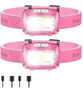 Blukar LED Headlamp,2000L Super Bright Rechargeable Headlight Flashlight with White&Red Light 2 P...