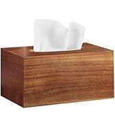 BIBELUN Tissue Box Cover,Acacia Wood Tissue Box Cover Rectangle with Slide-Out Bottom,Wooden Deco...