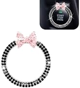 Pniwuno Pink Bow Car Push Start Button Cover, Bling Rhinestone Ignition Ring, Stylish Engine Star...