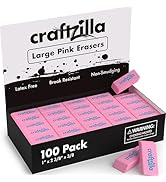 Craftzilla Pink Erasers 100 Pack - Large Latex-Free Bulk Erasers for Kids, Classroom, and School ...