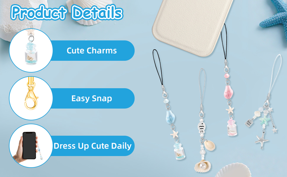 4Pcs Shell Phone Charms