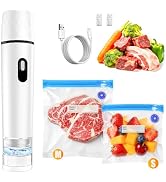 Compact Vacuum Sealer for Food, Vacuum Sealer Machine + 30 Reusable Vacuum Bags - Powerful Handhe...