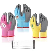 SLARMOR Kids-Gardening-Gloves for Age 3-12, Rubber-Coated Garden Yard Work-Gloves for Children To...