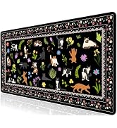 L-SPOUTTO Cute Cats Desk Mat for Keyboard and Mouse,Boho Floral XXL Large Mouse Pad,35.4x15.7in N...