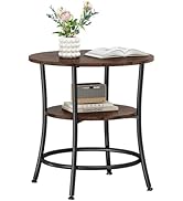 DUMOS Side Round Table for Living Room, 2-Tier Accent End Table with Storage Shelf,Sturdy Metal F...