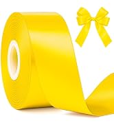 Fullive 1 1/2 Inch Yellow Ribbon, 30 Yards Ribbons for Crafts, Polyester Satin Ribbon for Gift Wr...