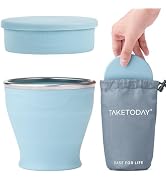 TakeToday Collapsible Travel Cup - Silicone Foldable Water Cup, BPA-Free with Lid & Waterproof Ba...