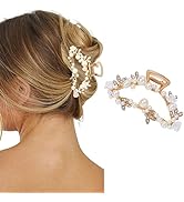 Brinie Pearl Hair Claw Gold Metal Hair Clip Claw Medium Hair Clamp Bead Hair Clip Hair Styling Cl...