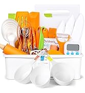 Kids Cooking Sets Real, Kids Cooking and Baking Gift Set with Storage Case Timer Kid Safe Knives ...