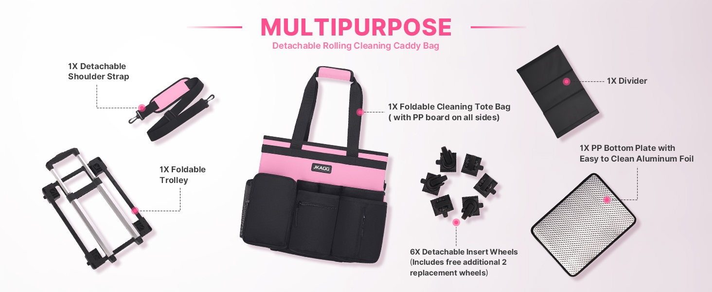 Large Rolling Cleaning Caddy Bag