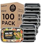 Meal Prep Containers 24oz-100 Pack (200-Piece) Reusable Food Storage Containers with Lids Microwa...