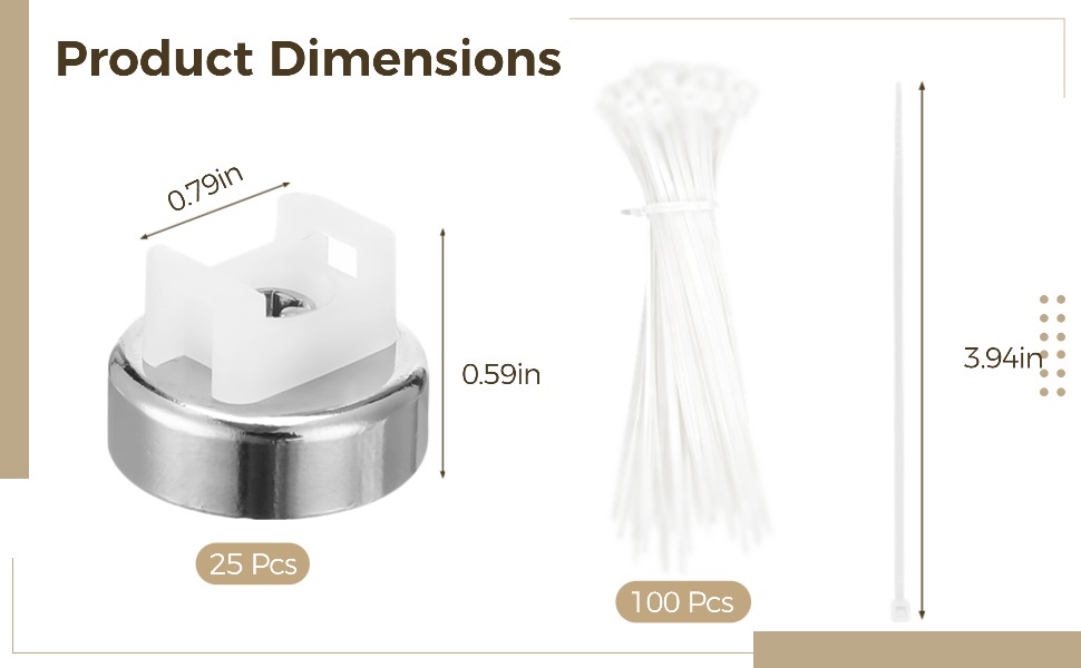 25 Pcs Magnetic Cable Zip Tie Mounts