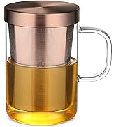 Ecooe Borosilicate Glass Tea Cup Tea Glasses with Stainless Steel Infuser & Lid, 500mL / 16.9 Oz ...