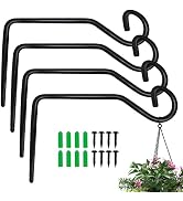 Ticway 4 Pack Forged Straight Hook, Wall Hooks for Hanging Plants, Outdoor Black Fence Hooks for ...