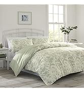 Laura Ashley Home - Queen Duvet Cover Set, Reversible Cotton Bedding with Matching Shams, Lightwe...