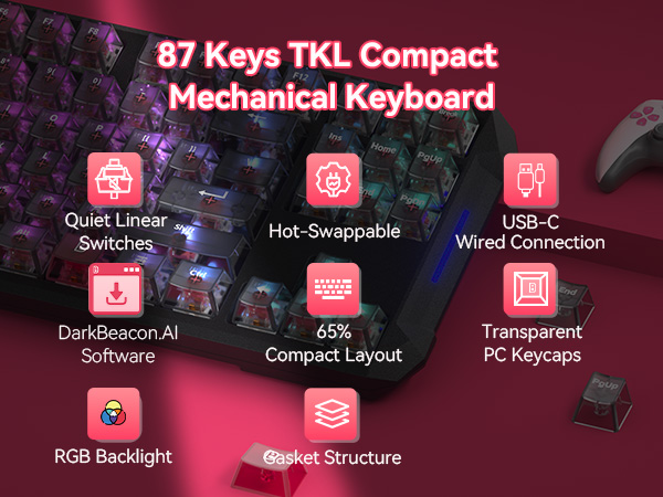 87 keys tenkeyless mechanical keyboard silent version