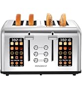4 Slice Touch Screen Toaster with Wide Slots Stainless Steel Digital Toasters, Even Toasting for ...