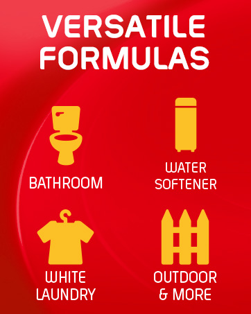 Iron Out's formulas work in bathrooms, on white laundry, with water softeners, outdoors & more