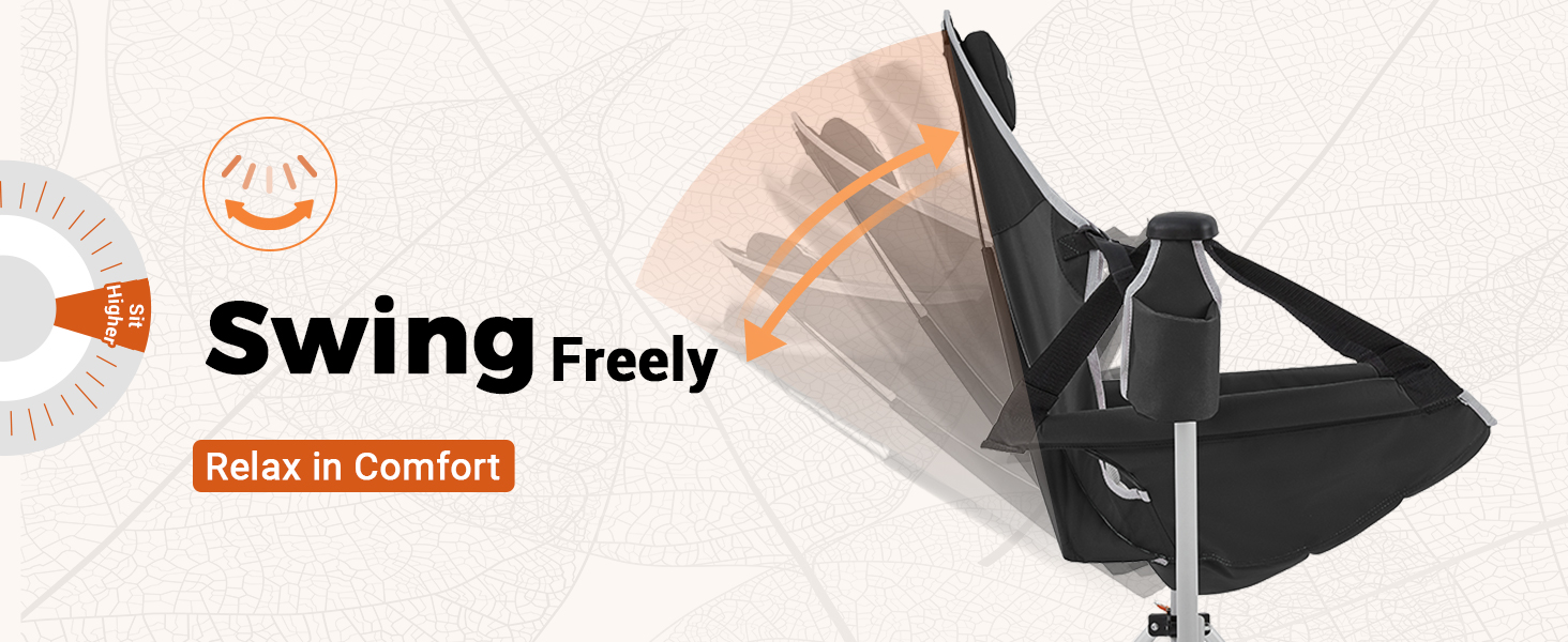 Adjustable backrest, hammock-like swing, and gentle front-to-back sway with footrest