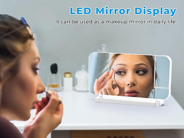 Projection Alarm Clock,7.4" LED Mirror Digital Clocks Large Display,with 180° Rotatable Projector