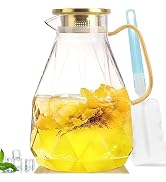 Yirilan Glass Pitcher,1.6 Liter Water Pitcher With Lid, Iced Tea Pitcher for Fridge, Glass Water ...