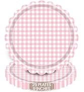 WRXVVTSV 25PCS Pink Christmas Gingham Paper Plates, 9-Inch Scalloped Edge Disposable Party Dinner...