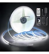 Aclorol 50FT White LED Light Strip COB 24V with Remote Cold White 6000K | Dimmable Rope Light wit...