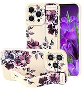 Uioeua for iPhone 14 Pro Max Flower Case,Cute Floral Pattern with Wrist Strap Stand Design Hand S...