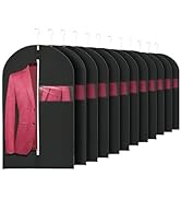 HWAJAN 24x40"12PACK Garment Bags for Storage Non-Woven Fabric Black Dress Bags for Hanging Clothe...