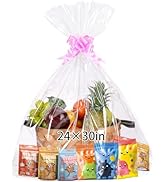 woric 12 Pcs Large Cellophane Bags for Gift Baskets 24x30 Inch Clear Gift Bags Cellophane Wrap fo...
