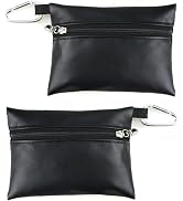 2Pcs Black Mini Golf Tee Pouch Bag, Resistant Golf Ball Tee Storage Bag Leather Golf Tees Pocket ...