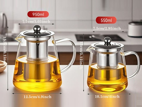 Glass Teapot with Stainless Steel Infuser