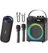 RIENOK Portable Bluetooth Speaker 30W Plus 100W Voice Amplifier with 2 Wireless Microphones