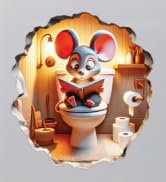 Mouse Sitting on Toilet Wall Sticker