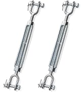 Goaste 2 Pack 1/2 Inch M12 Turnbuckle Hook, Hot Dipped Galvanized Steel Jaw and Jaw Turnbuckle, H...